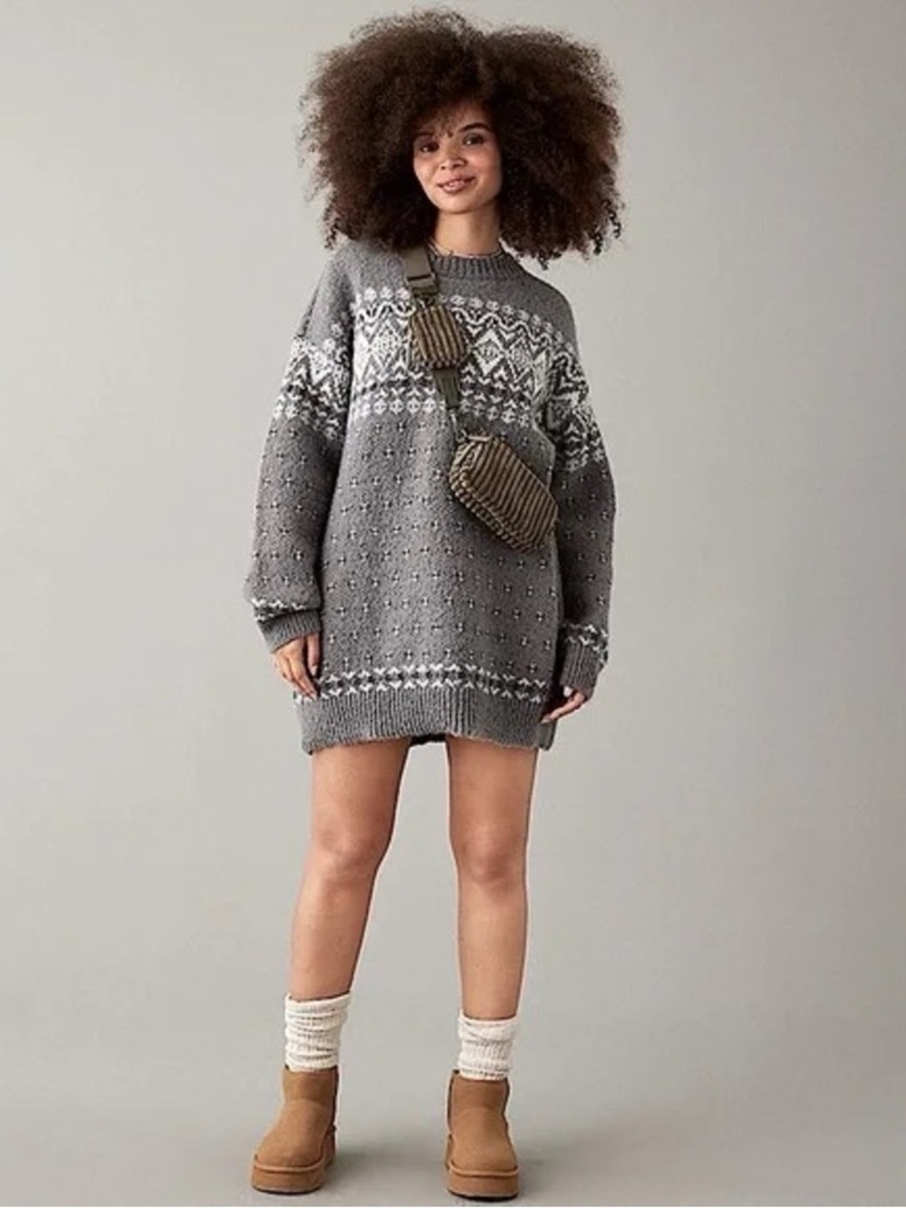 American Eagle Outfitters Oversized Nordic Patterned Wool Blend Dress Size Large